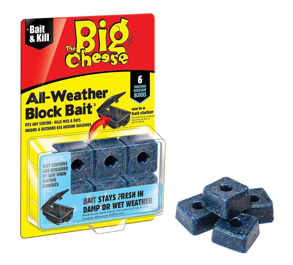 THE BIG CHEESE ALL WEATHER MOUSE & RAT BLOCK BAIT 10G 6/PK. STV211 \\\KD17250