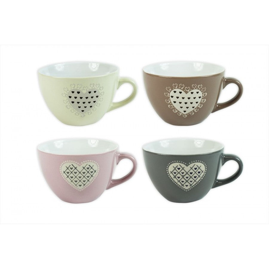 MAD ABOUT MUGS WIDE COUPE EMBOSSED HEART DESIGN MUG. AM1069 \\\KD17279