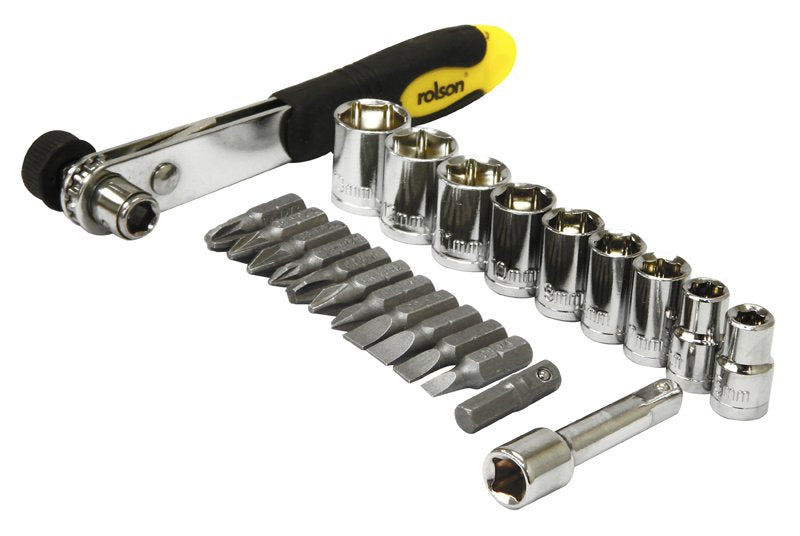 ROLSON OFFSET RATCHET HANDLE BIT & SOCKET SET 23 PCS. RT28421 \\\KD17287