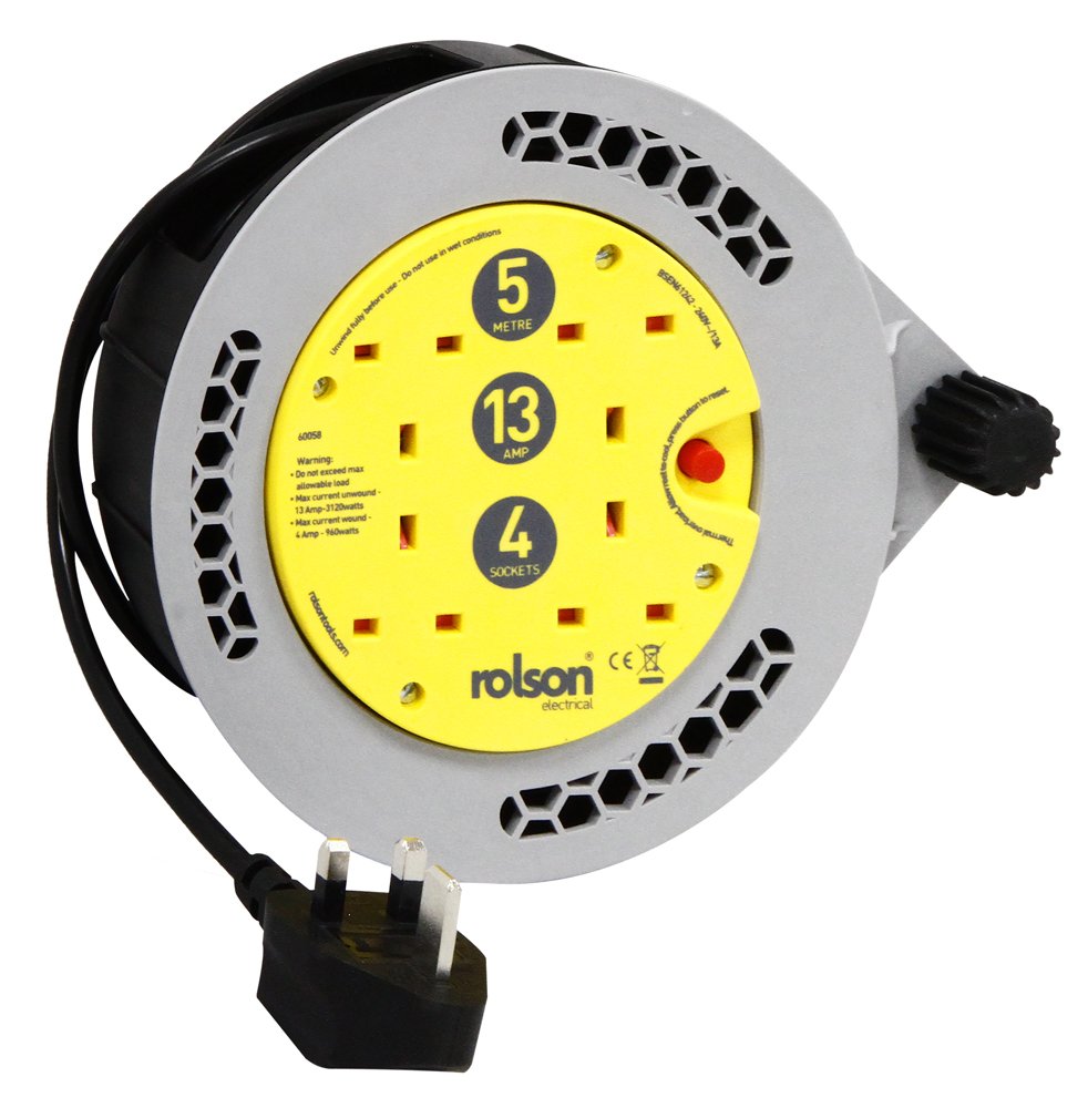 ROLSON 4 SOCKET 5M CABEL EXTENSION REEL 13A. RT60058 \\\KD17314