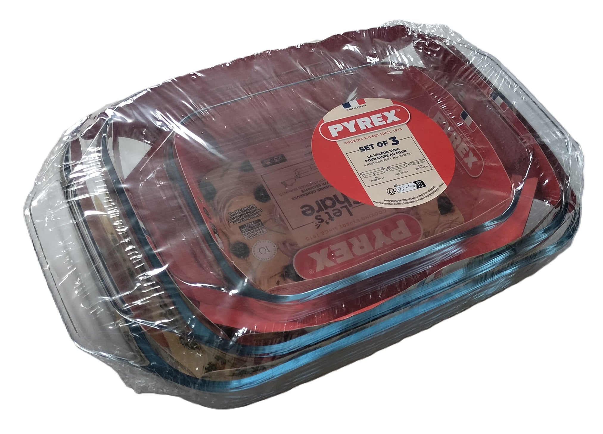 PYREX SET OF 3 IRRESISTIBLE ROASTERS 39X25 - 35X23 - 27X17 CM. 913S602 \\\KD17351