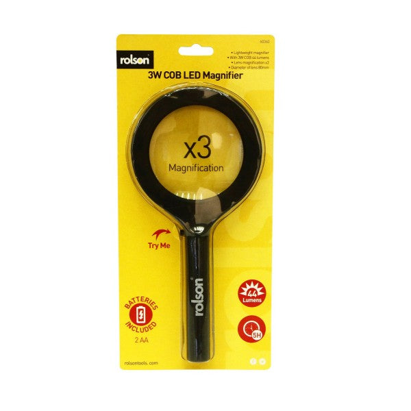ROLSON 3W COB LED MAGNIFIER 44 LUMENS 80MM 3X MAGNIFICATION. RT60340 \\\KD17485