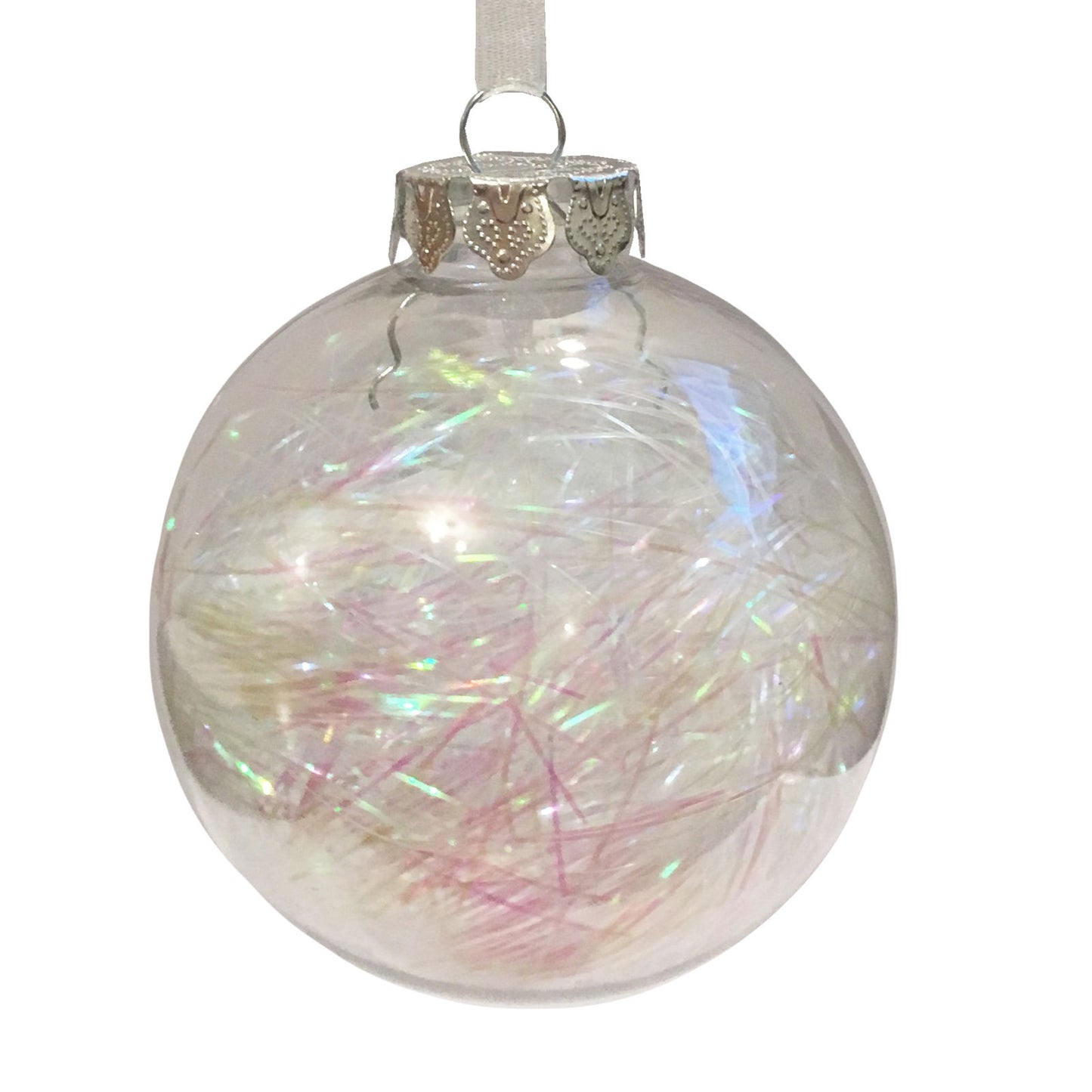 CHRISTMAS DECORATION LUXURY 100MM IRIDESCENT LAMETTA FILLED BAUBLE. DP55788 \\\KD17508
