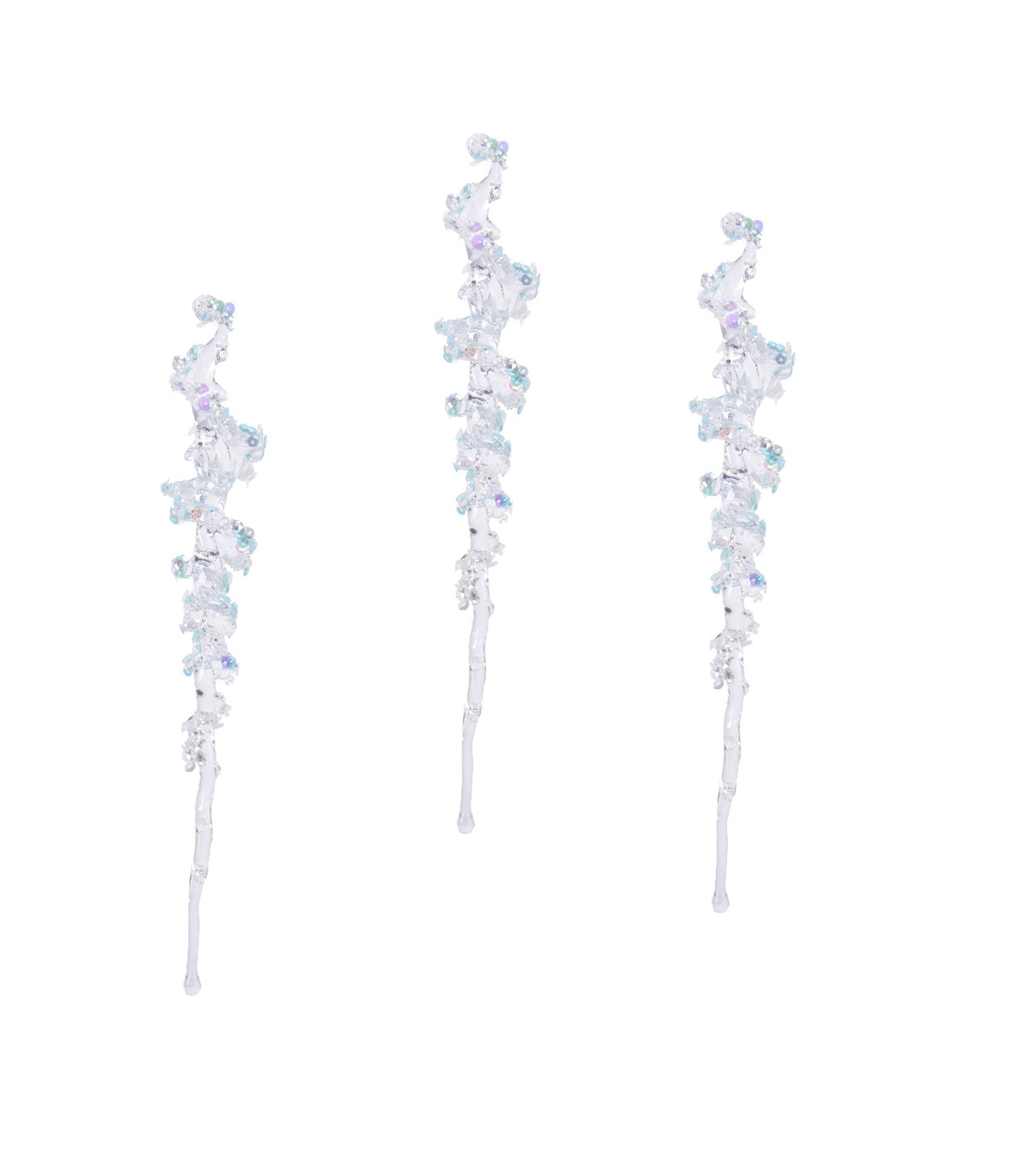 26 CM CHRISTMAS DECORATION HANGING CLEAR ICICLES ACRYLIC. DP55435 \\\KD17517