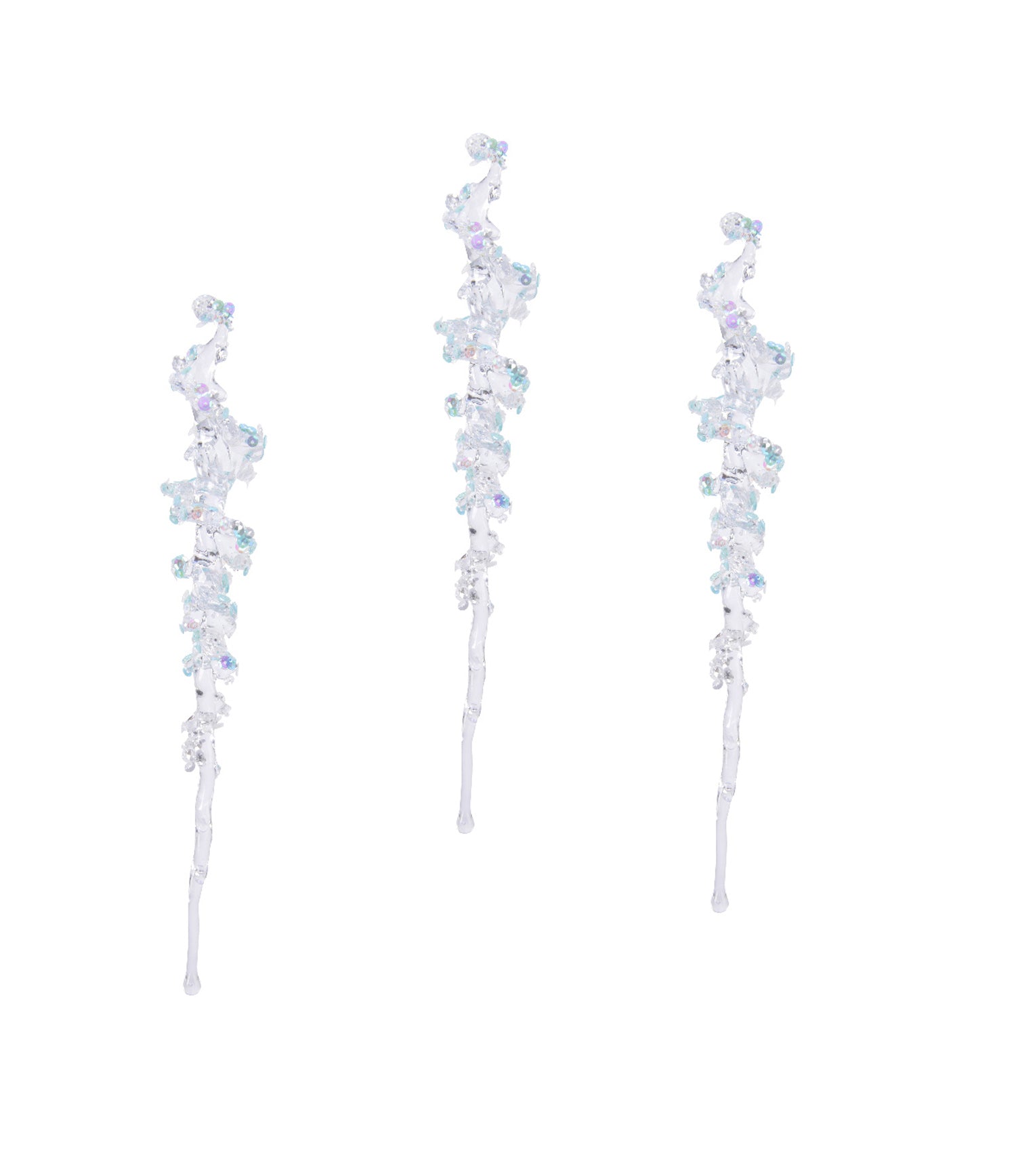 26 CM CHRISTMAS DECORATION HANGING CLEAR ICICLES ACRYLIC. DP55435 \\\KD17517