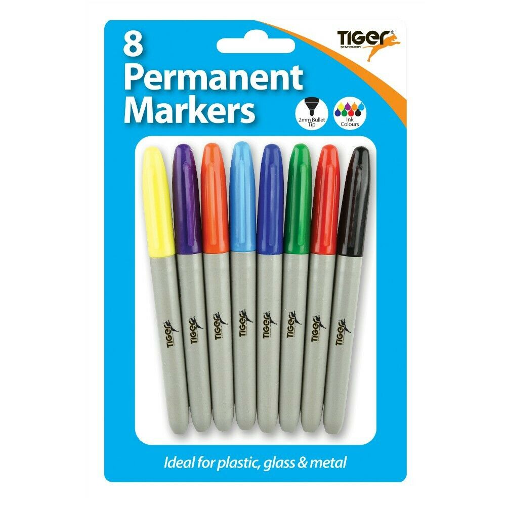TIGER SLIM PERMANENT MARKERS 8/PK. T302258 \\\KD17529