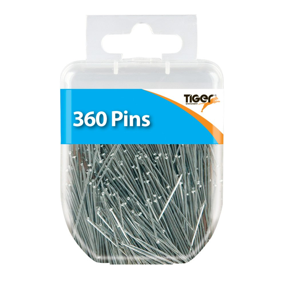 TIGER ESSENTIAL SILVER PAPER PINS 360/PK. T302279 \\\KD17533