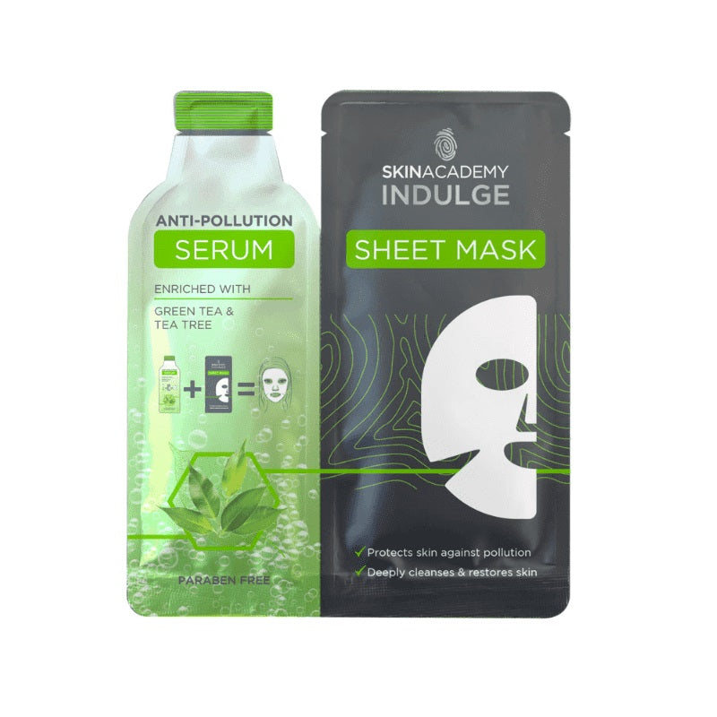 SKIN ACADEMY INDULGE ANTI POLLUTION SHEET MASK + SERUM SACHET 25ML. 12845 \\\KD17584