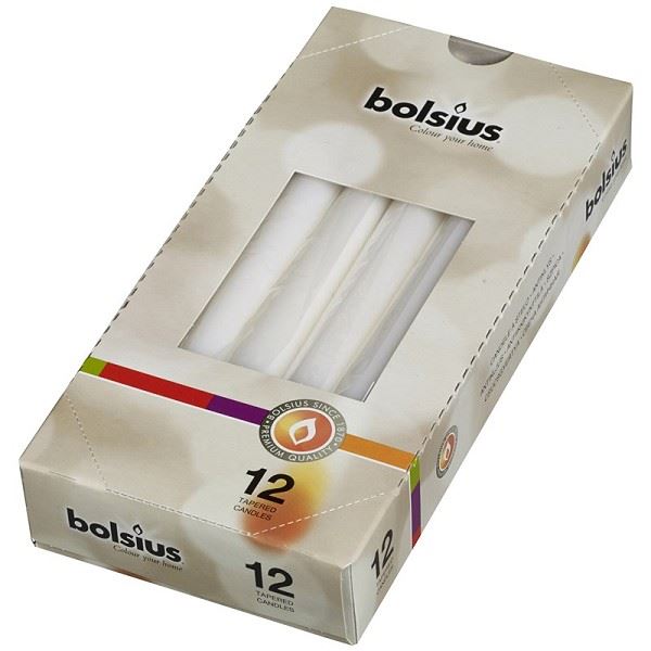BOLUSIS WRAPPED WHITE TAPERED CANDLE 12/PK. 103600356802 \\\KD17591