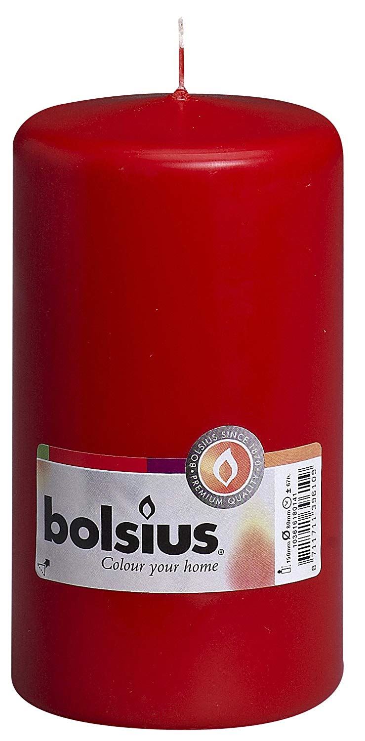 BOLSIUS PILLAR CANDLE RED 150MM X 80MM. 103616180141 \\\KD17598