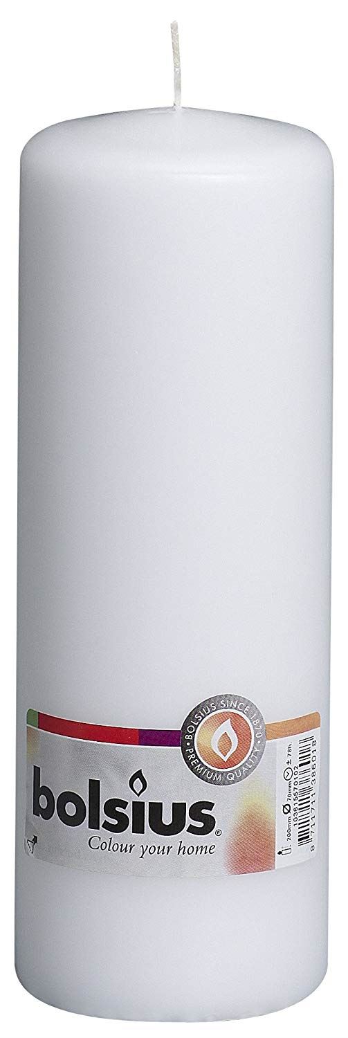 BOLSIUS PILLAR CANDLE WHITE 200MM X 70MM. 103615570102 \\\KD17601