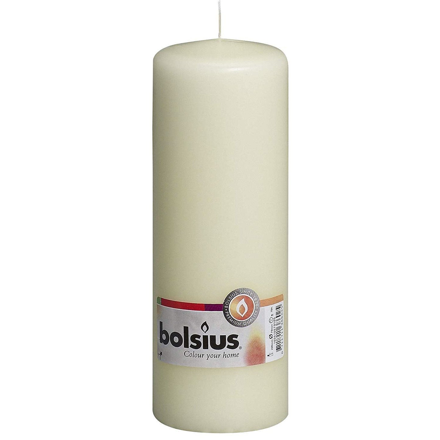 BOLSIUS PILLAR CANDLE IVORY 200MM X 70MM. 103615570105 \\\KD17602