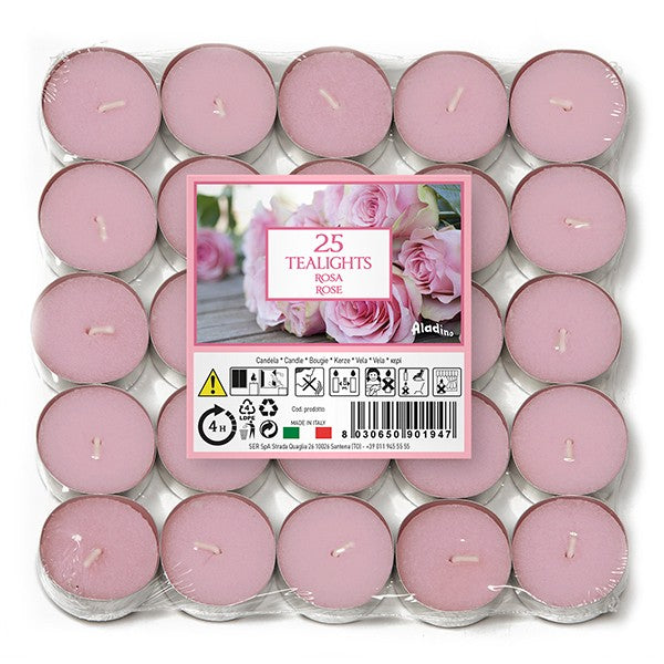 ALADINO ROSE TEALIGHT CANDLE 4HRS 25/PK. 021940D \\\KD17652