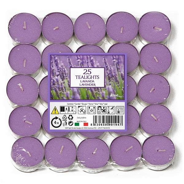 ALADINO LAVENDER TEALIGHT CANDLE 4HRS 25/PK. 021937D \\\KD17653