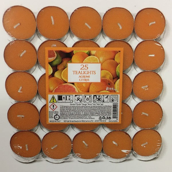 ALADINO CITRUS TEALIGHT CANDLE 4HRS 25/PK. ALT251745 \\\KD17655