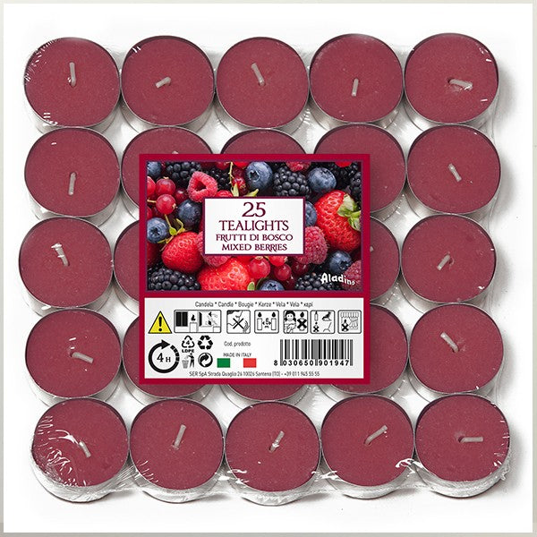ALADINO MIXED BERRIES TEALIGHT CANDLE 4HRS 25/PK. 021938D \\\KD17656