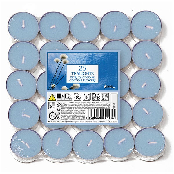 ALADINO COTTON FLOWERS TEALIGHT CANDLE 4HRS 25/PK. 022484D \\\KD17657