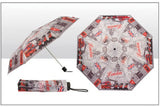 BLACK WHITE RED LONDON MONTAGE COLLAPSIBLE UMBRELLA & COVER. EL72099 \\\KD17738