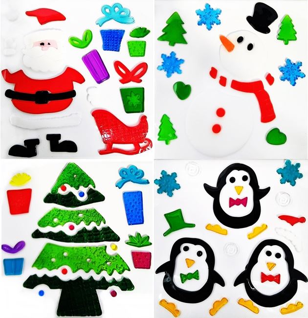 SETO F 4 CHRISTMAS GEL WINDOW DECORATION. TAX000NPAT1P \\\KD17796