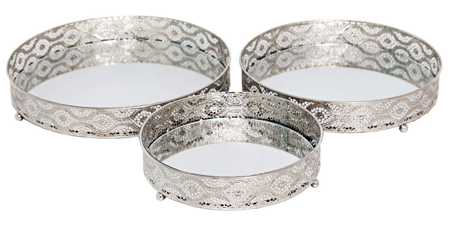 SILVER MIRROR CANDLE PLATE 28CM. CH606928 \\\KD17867