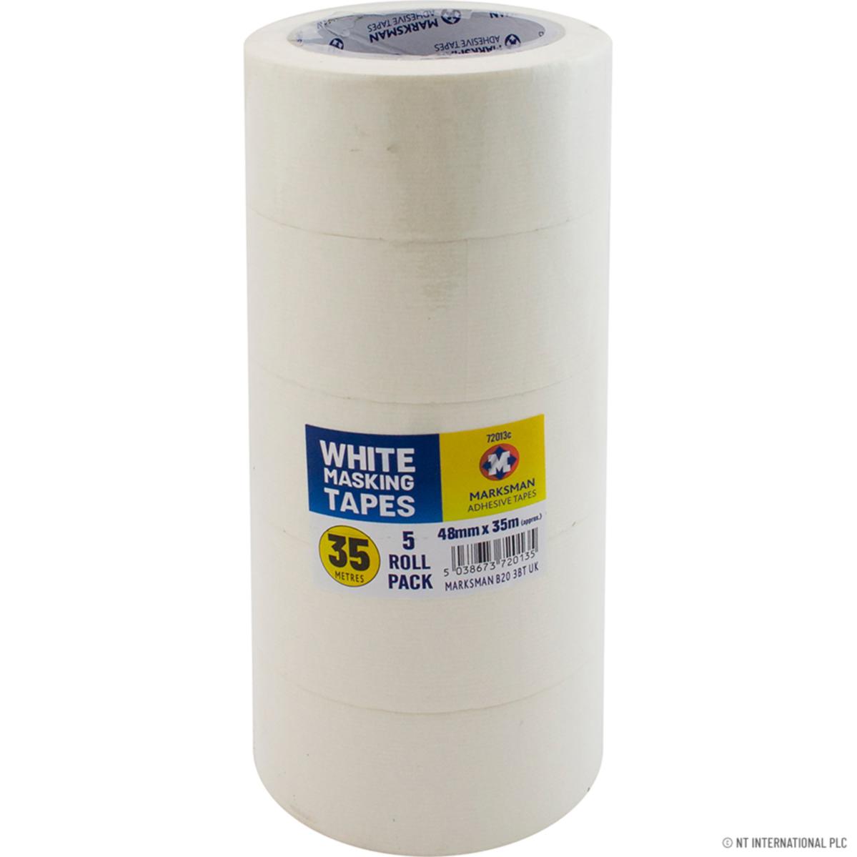 MARKSMAN WHITE MASKING TAPE ROLL 48MM X 35M 5/PK. 72013C \\\KD17876