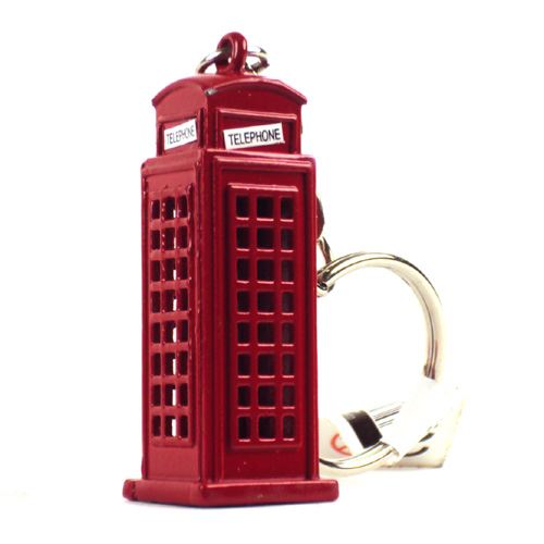 DIE CAST METAL LONDON TELEPHONE BOOTH KEY RINGS 12/PK. JL1497 \\\KD17913