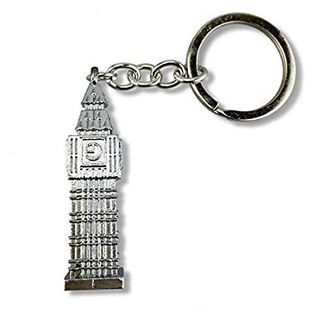 DIE CAST METAL LONDON BIG BEN SILVER KEY RINGS 12/PK. JL1527 \\\KD17916