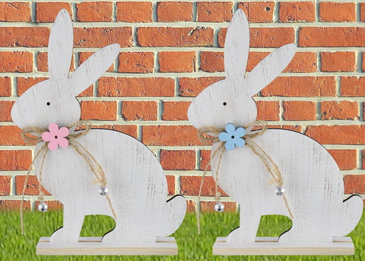 EASTER 20 CM SITTING BUNNY PLAQUE WITH BELL. DP06660 \\\KD17928