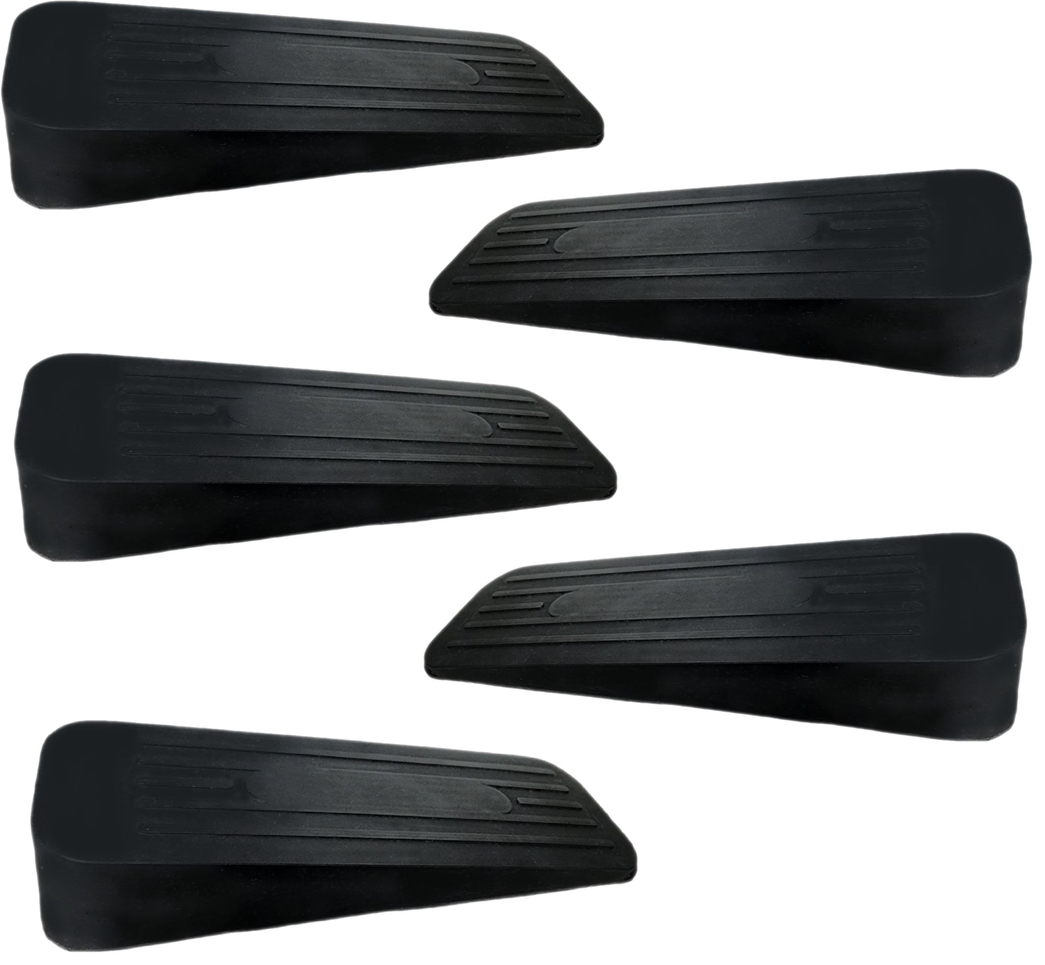 HEAVY DUTY RUBBER NON SLIP DOOR WEDGE STOPPER JAMMER 5/PK - BLACK. BLACK5 \\\KD17944