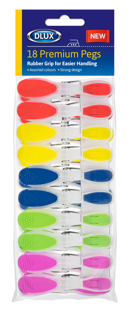 DLUX PREMIUM PEGS WITH RUBBER GRIP PACK OF 18. Z2891 \\\KD17980