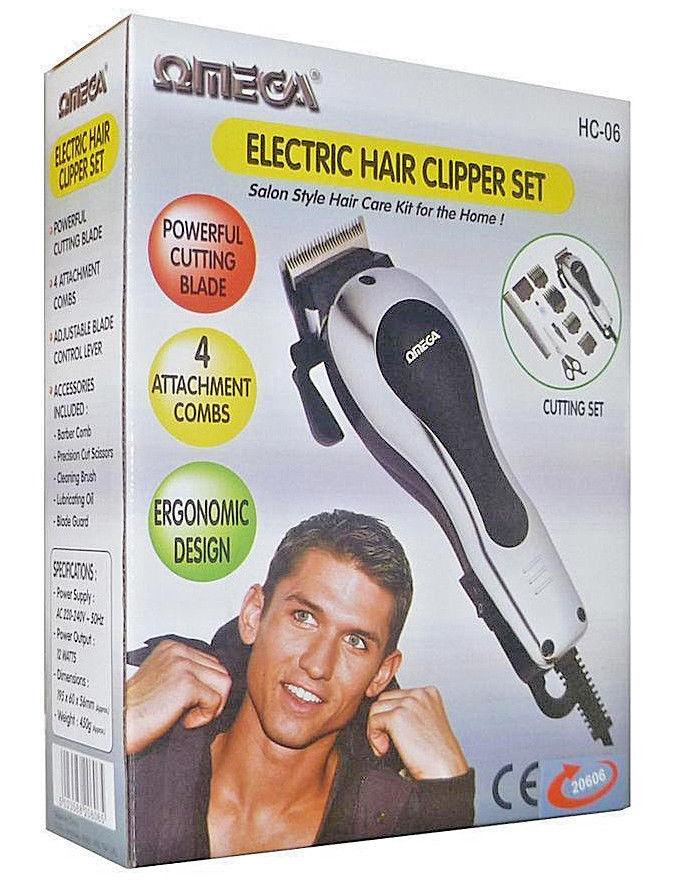 OMEGA ELECTRIC HAIR CLIPPER SET WITH 4 ATTACHMENT. 20606 \\\KD18000