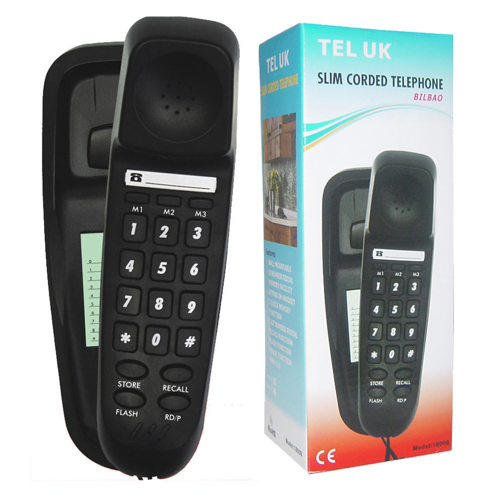 TEL UK BILBAO SLIM CORDED TELEPHONE 18008 BLACK ONLY. TEL-18008BLACK \\\KD18003