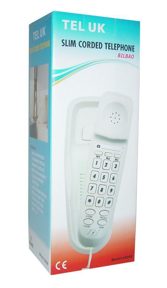 TEL UK BILBAO SLIM CORDED TELEPHONE 18008 WHITE. TEL-18008WHITE \\\KD18005