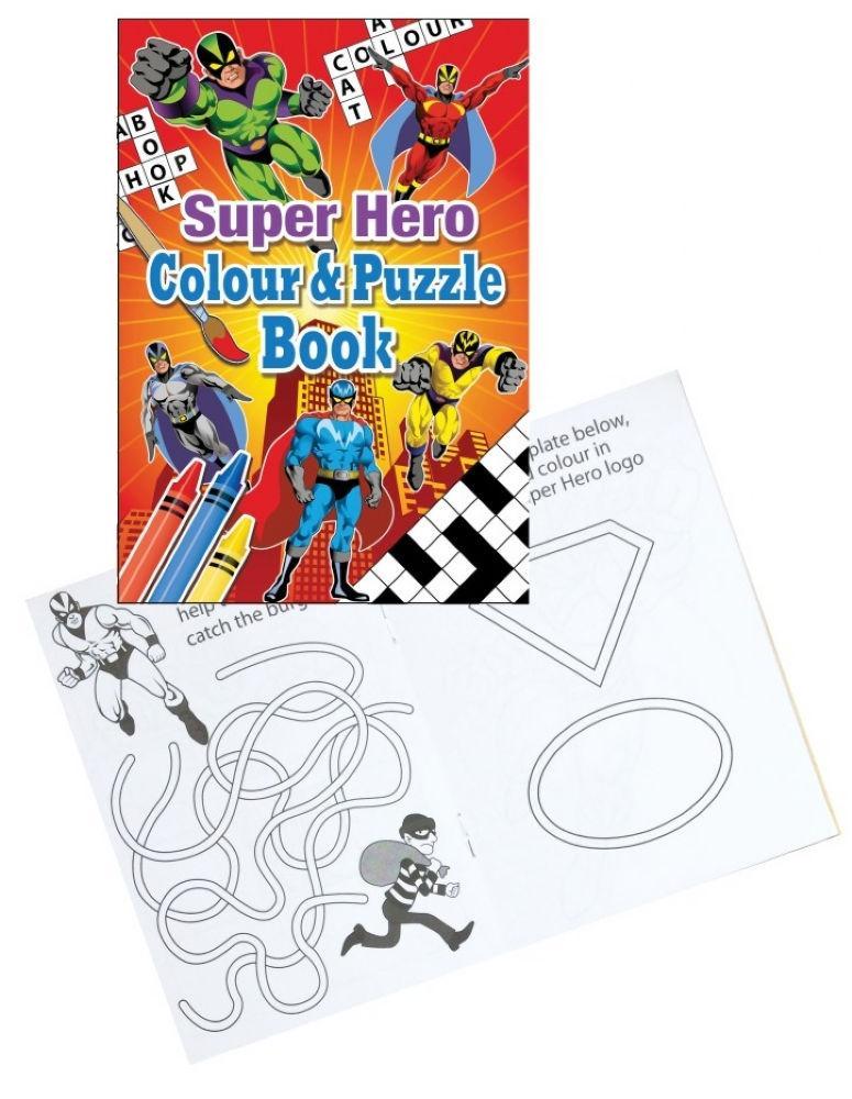 SUPER HERO COLOURING & PUZZLE BOOK A6. PL170-054 \\\KD18012
