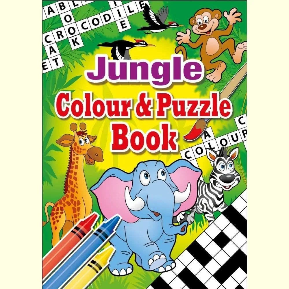 JUNGLE THEME A6 COLOURING & PUZZLE BOOK. PL170058 \\\KD18014
