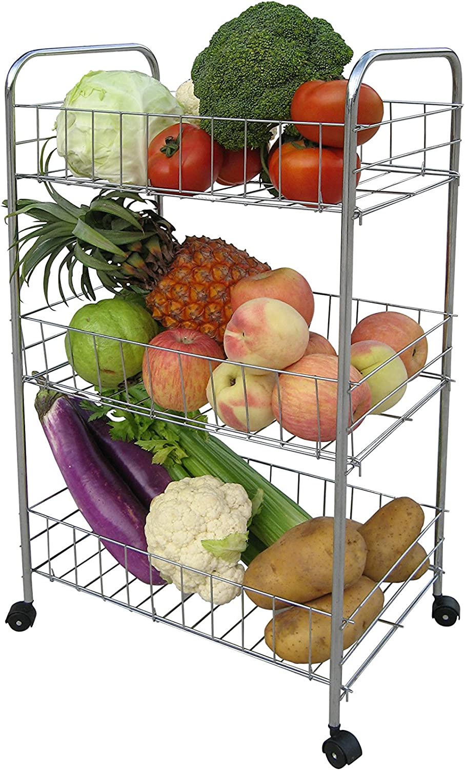 APOLLO CHROME THREE TIER VEGETABLE TROLLEY. AP8541 \\\KD18063