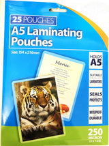 TIGER 25 LAMINATING POUCHES - 154 X 216 MM -  HOLDS A5 - 250 MICRON. T302255 \\\KD18067