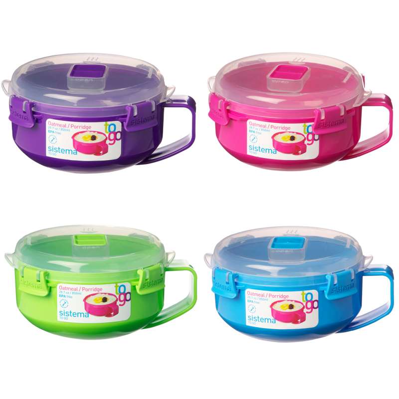 SISTEMA KLIP IT MICROWAVE BREAKFAST PORRIDGE TO GO 850ML ASSORTED COLOUR. SIS21112 \\\KD18091