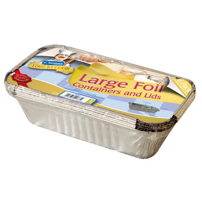 KINGFISHER FOIL FOOD CONTAINER AND LID SILVER LARGE PACK OF 6. KCF2 \\\KD18093
