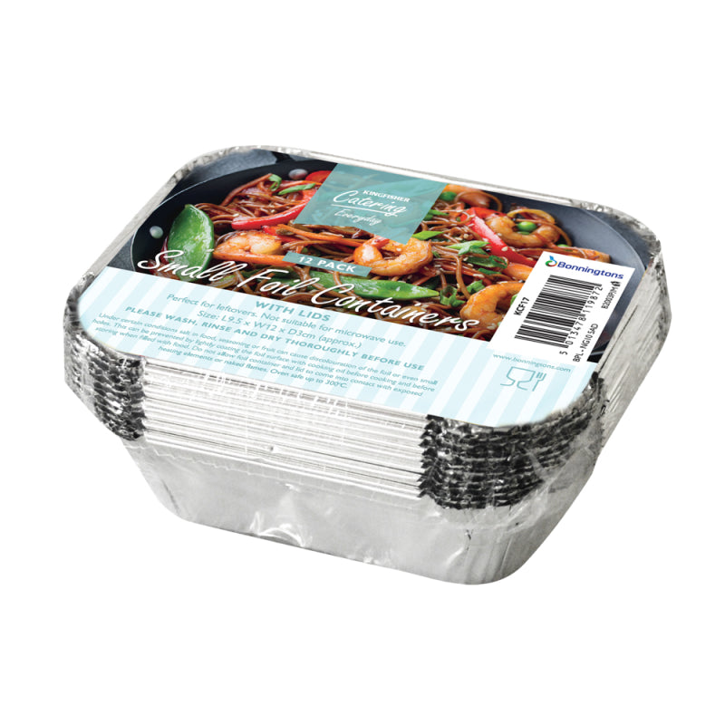 KINGFISHER FOIL FOOD CONTAINER AND LID SILVER SMALL PACK OF 12. KCF17 \\\KD18094