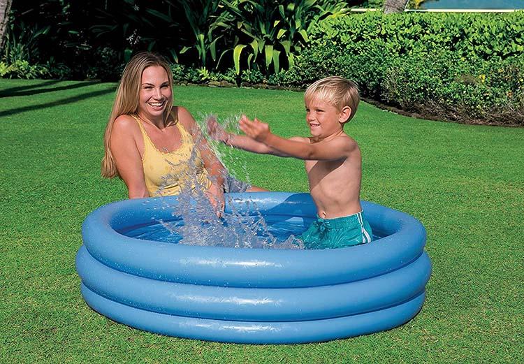 INTEX INFLATABLE THREE RINGS PADDING CRYSTAL BLUE POOL 45 X 10 INCH. TY9590 59416NP \\\KD18135