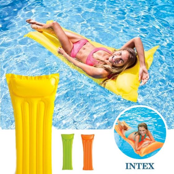 INTEX INFLATABLE ECONOMATS 72 X 27 INCH SUNBED 3 ASSORT COLOUR. TY9589 59703EU \\\KD18136