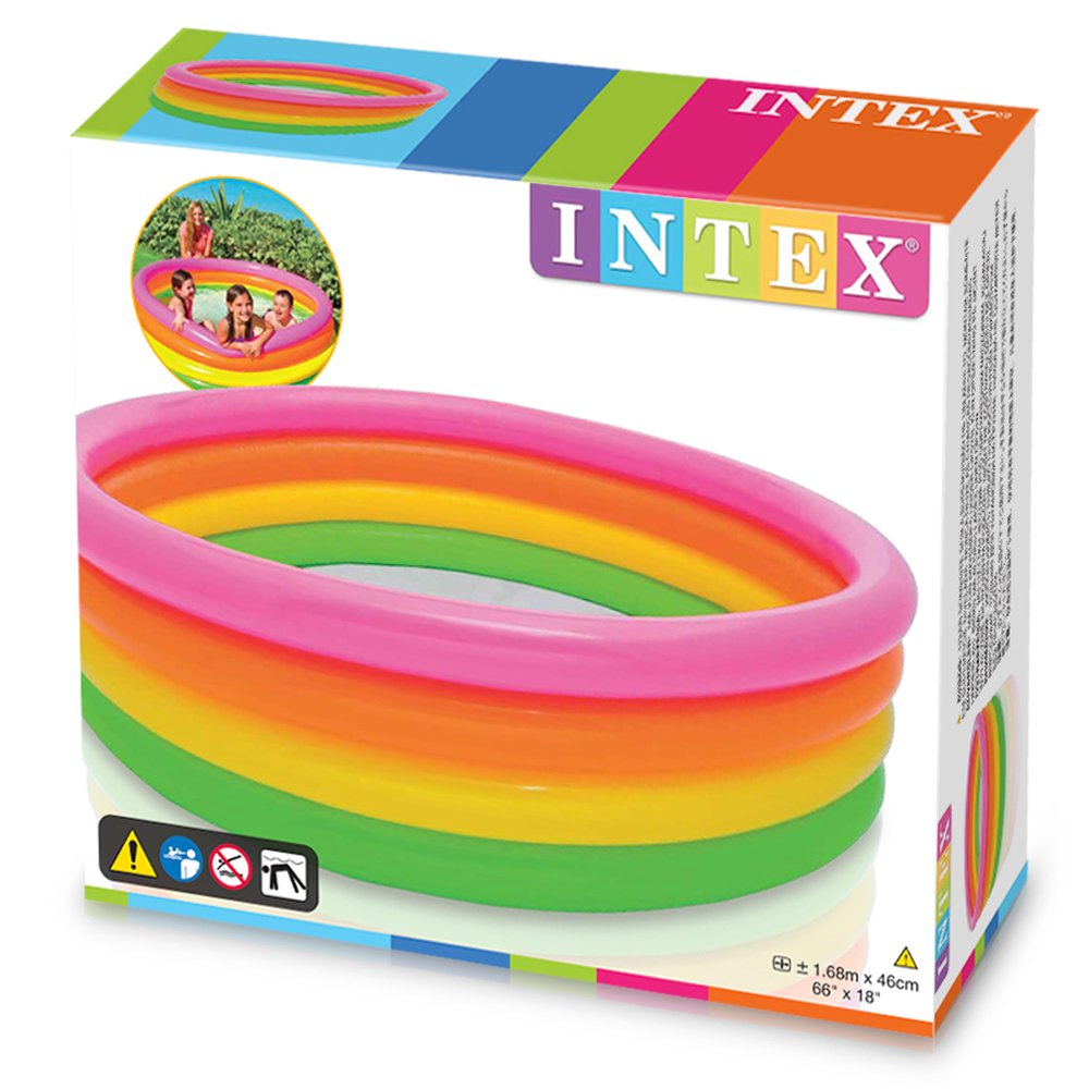 INTEX INFLATABLE 4 RING SUNSET GLOW POOL 1.68M X 46CM. TY688 TY0688 56441NP \\\KD18144