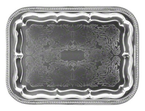 NICKLE PLATED RECTANGLE SERVING TRAY 33CM X 25CM. CH31182 \\\KD18190