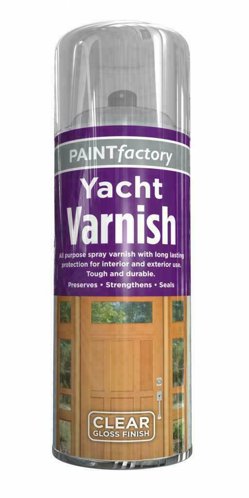 PAINT FACTORY CLEAR YACHT VARNISH GLOSS WOOD SPRAY PAINT 250ML. WDL7128 \\\KD18195