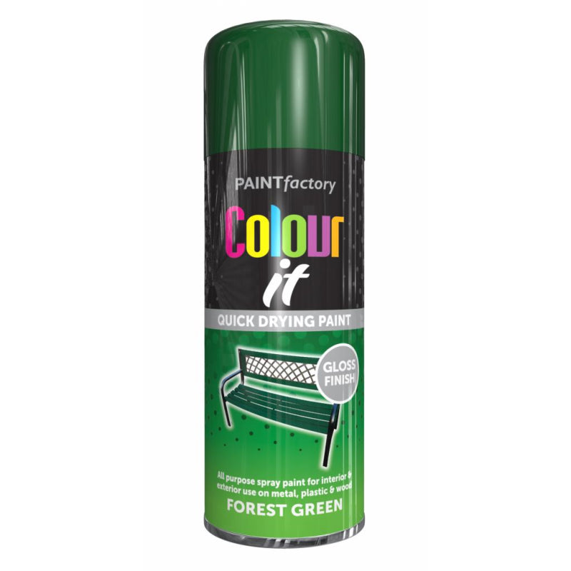 PAINT FACTORY COLOUR IT FOREST GREEN GLOSS SPRAY PAINT 400ML. WDL1738PR \\\KD18197