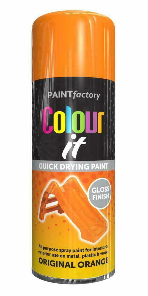 PAINT FACTORY COLOUR IT ORIGINAL ORANGE GLOSS SPRAY PAINT 400ML. WDL1745PR \\\KD18199