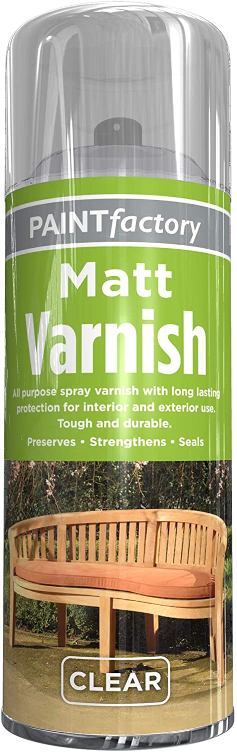 PAINT FACTORY CLEAR MATT VARNISH WOOD SPRAY PAINT 250ML. WDL7127 \\\KD18207