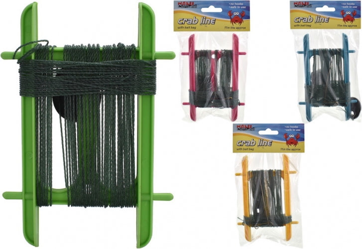 CHILDRENS SEA BEACH CRABBING 11 METRE CRAB LINE WITH BAIT BAG SAFETY NET ROD. TY3744 \\\KD18264