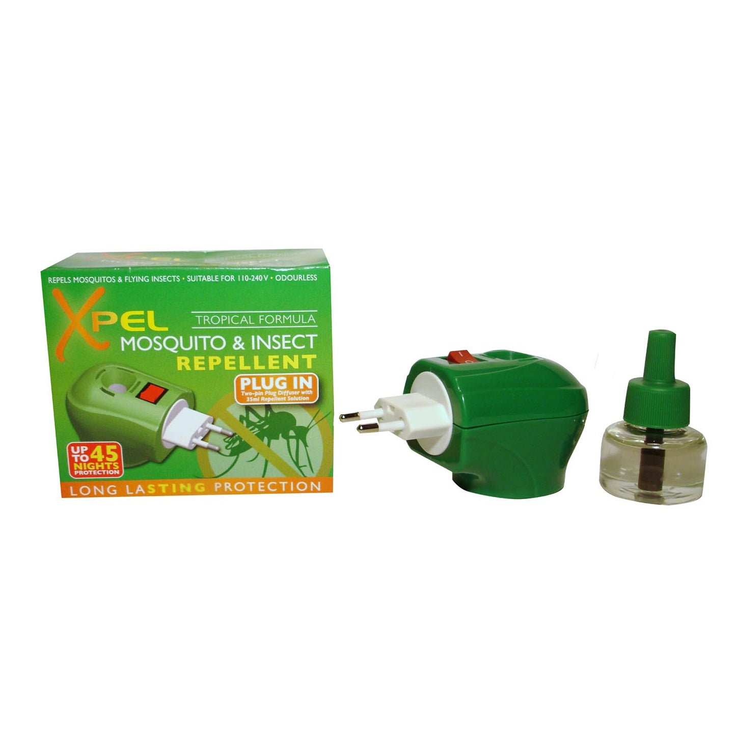 XPEL MOSQUITO INSECT REPELLENT TRAVEL PLUG IN & REFILL FOR EUROPEAN USE - LASTS 45 DAYS. XP40113 \\\KD18297